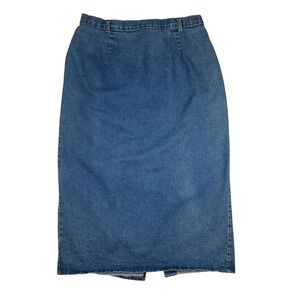 Kayo Clothing Company Denim Skirt Midi Blue Jean Button Fly Front Slit Size 20W